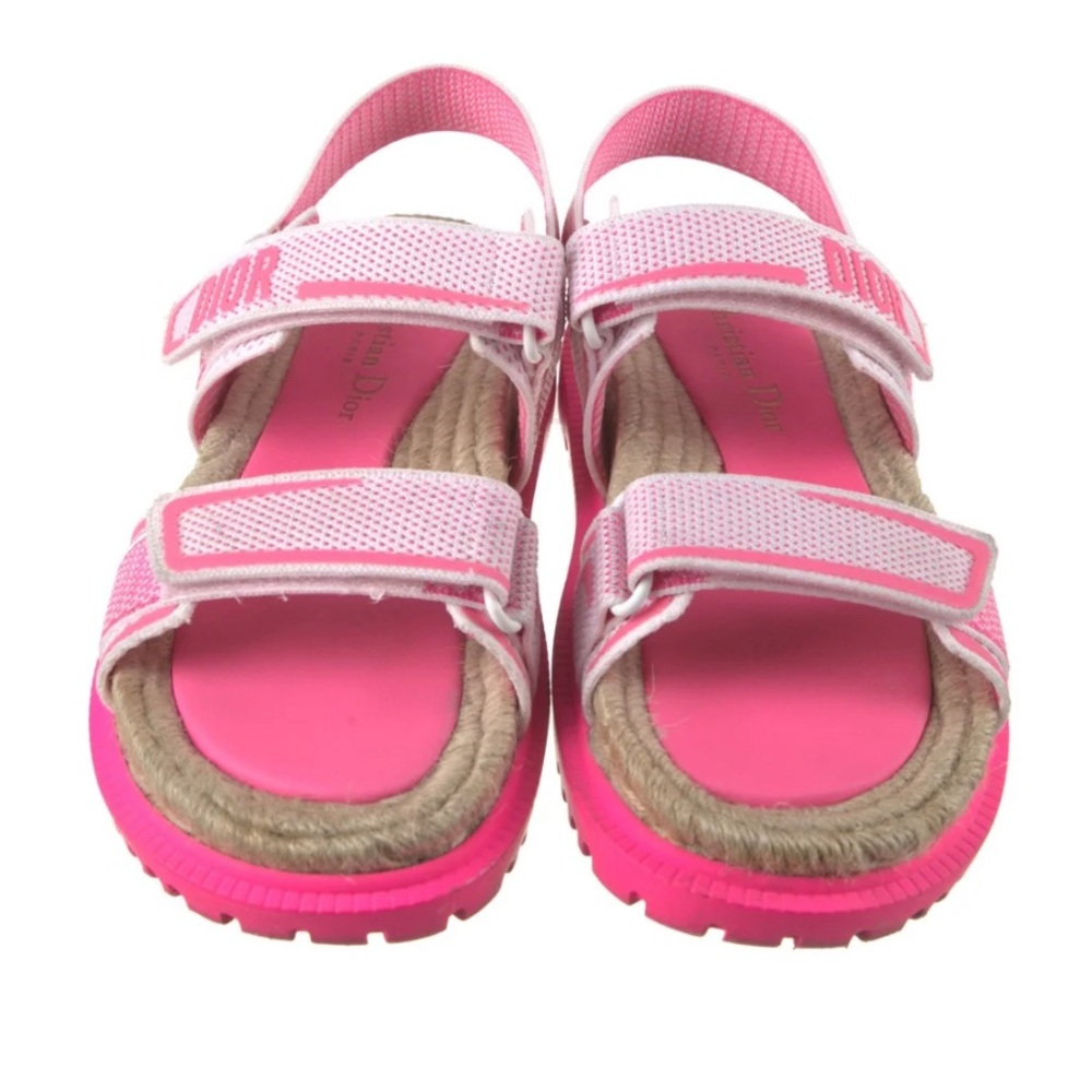 Christian Dior Pink & White Logo Strap Dioract Espadrille